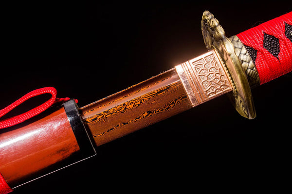 Crimson Pattern Welded Steel Katana —— 赤龍 view 2