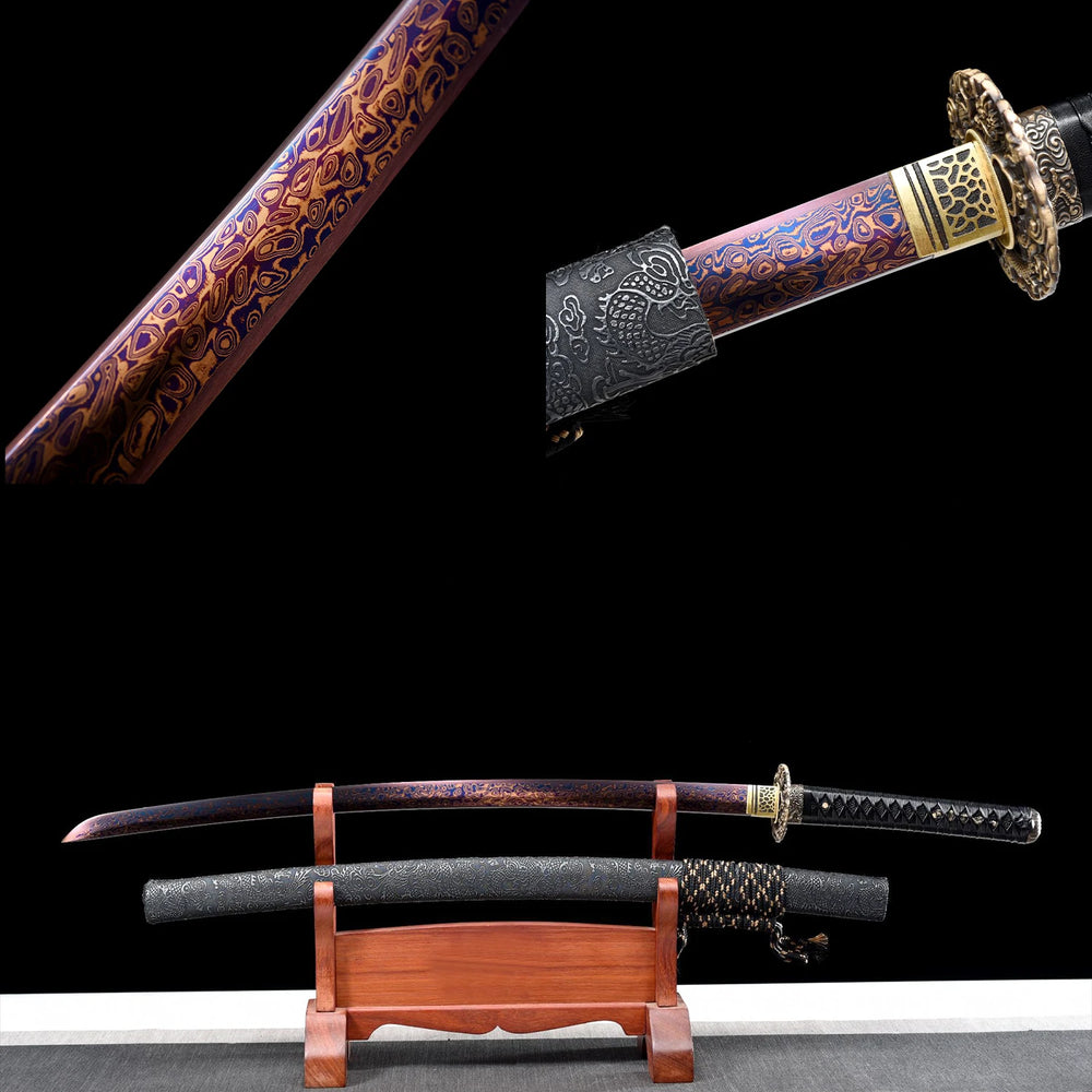 Blued Pattern Welded Steel Katana —— 雷鳴