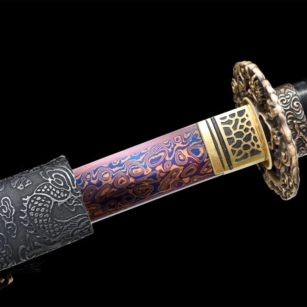 Blued Pattern Welded Steel Katana —— 雷鳴