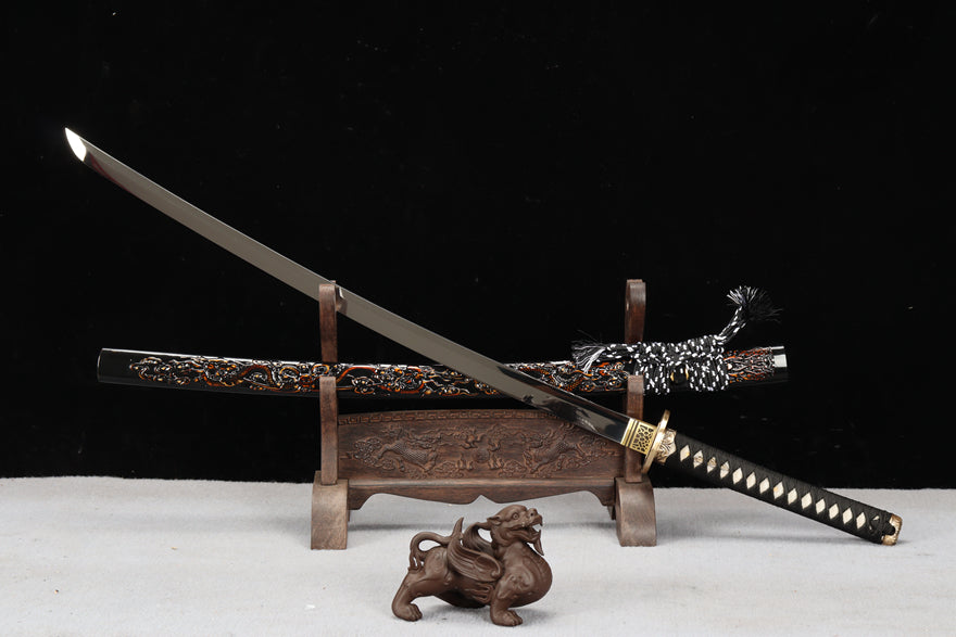 Mirror Polish Katana – Hand Forged Samurai Sword with Copper Fittings